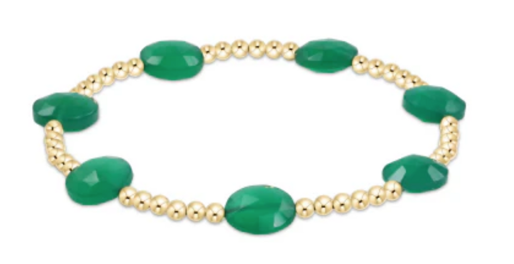 enewton Admire Gold 3mm Bead Bracelet - Green Onyx