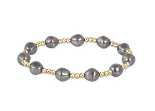 enewton Admire Gold 3mm Bead Bracelet - Pearl - Dark Grey