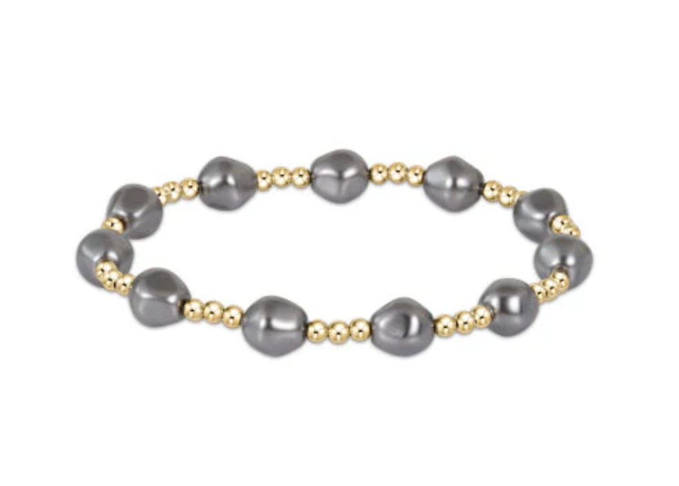 enewton Admire Gold 3mm Bead Bracelet - Pearl - Dark Grey