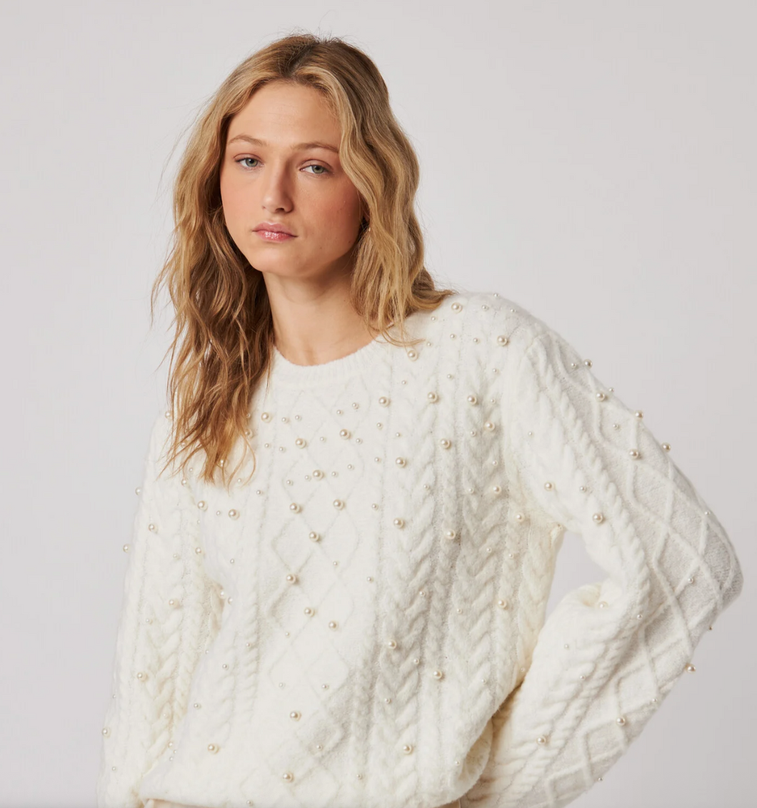 John + Jenn Lux Sweater in Pearly Cable