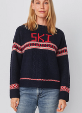 Load image into Gallery viewer, Sundry Jacquard &amp; Cable Pullover Sweater in Deep Navy