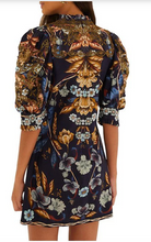 Load image into Gallery viewer, Farm Rio Golden Nature Navy Blue Short Sleeve Mini Dress