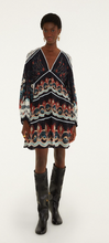 Load image into Gallery viewer, Farm Rio Nikita Winter Black Long Sleeve Mini Dress