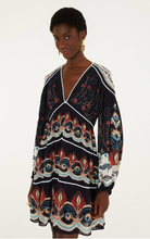 Load image into Gallery viewer, Farm Rio Nikita Winter Black Long Sleeve Mini Dress