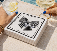 Load image into Gallery viewer, Maven Home Linen-Feel Cocktail Napkins, Black Bow