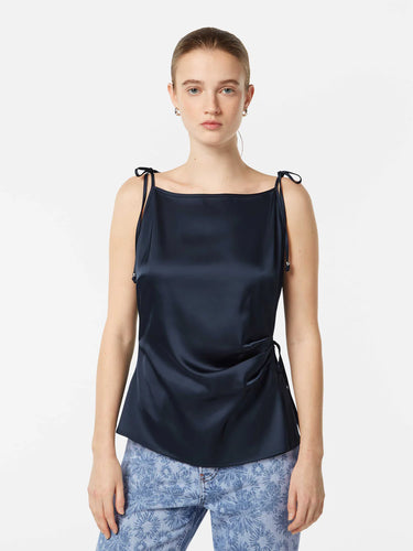 Scotch and Soda Satin Tank Top in Midnight Blue
