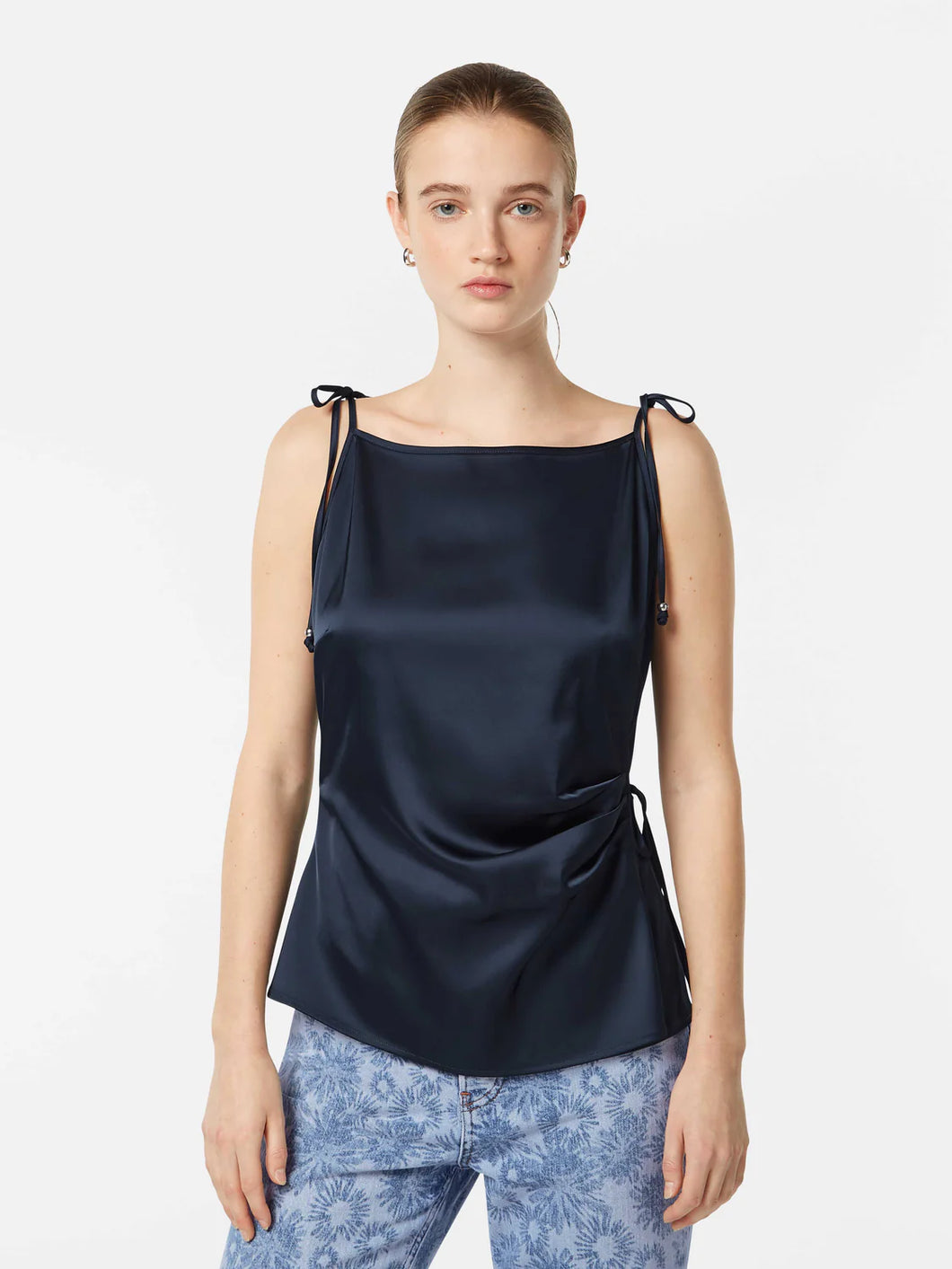 Scotch and Soda Satin Tank Top in Midnight Blue