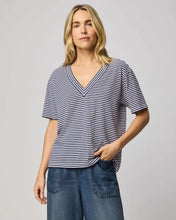 Load image into Gallery viewer, Splendid Kacey Stripe V-Neck Tee in Navy/White