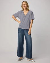 Load image into Gallery viewer, Splendid Kacey Stripe V-Neck Tee in Navy/White