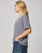 Load image into Gallery viewer, Splendid Kacey Stripe V-Neck Tee in Navy/White