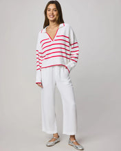 Load image into Gallery viewer, Splendid Arden Striped Polo Sweater in White/Rouge