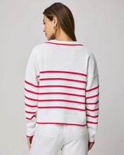 Load image into Gallery viewer, Splendid Arden Striped Polo Sweater in White/Rouge