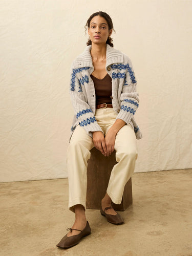 Faherty Highland Fairisle Cardigan in Lakeside Fairis