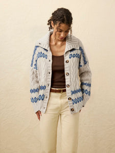 Faherty Highland Fairisle Cardigan in Lakeside Fairis
