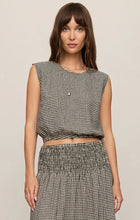 Load image into Gallery viewer, Z Supply Merit Cropped Gingham Linen Top in Black