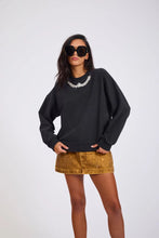 Load image into Gallery viewer, One Teaspoon Crystal Leaf Oversized Sweater in Washed Black