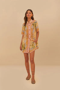 Farm Rio Mulitcolor Banana Royalty Kaleidoscope Shirt