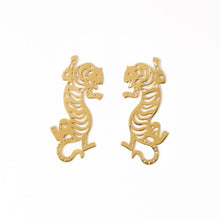 Load image into Gallery viewer, Ink+Alloy Bianca Tiger Drop Earrings Brass