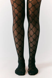 Free People Ribbon Chain Tights in Black