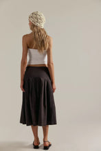 Load image into Gallery viewer, Free People Skipper Pleated Chino Midi Skirt in Double Espresso
