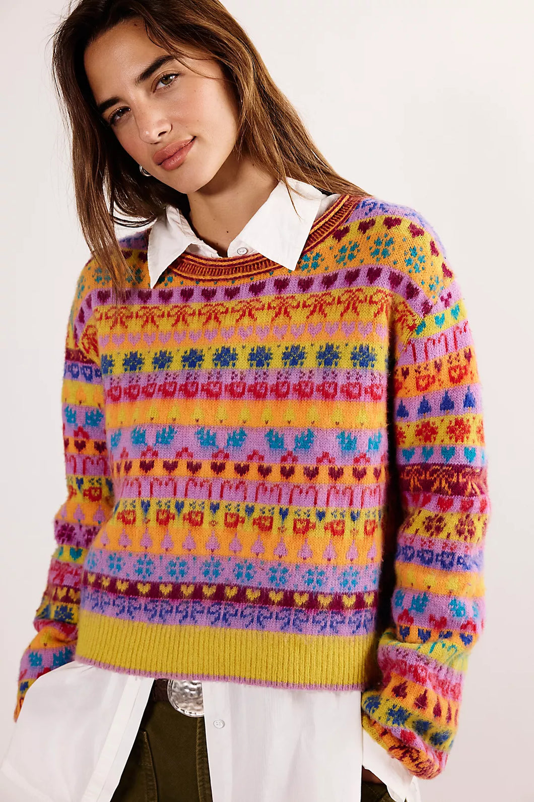 Free People Favorite Things Sweater in Bright Confetti Combo