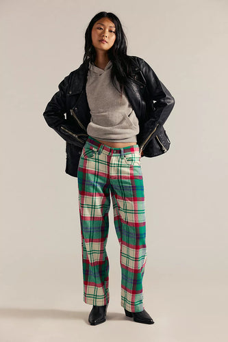 Free People We The Free Cheers Pant in Green Combo