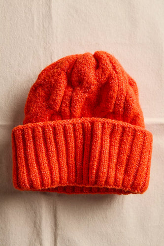 Free People Coast Line Beanie in Electric Orange