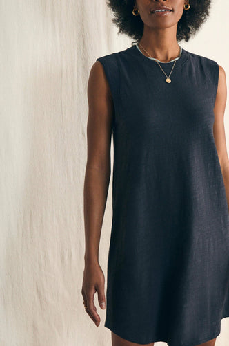 Faherty Sunwashed Slub Muscle Dress in Washed Black