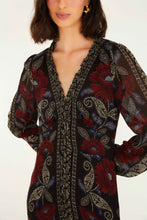 Load image into Gallery viewer, Farm Rio Black Valentina Ruffles Long Sleeve Midi Dress - FINAL SALE