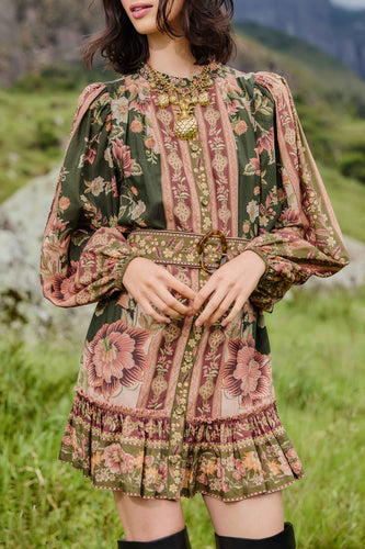 Farm Rio Green Flowering Garden Tree Mini Dress