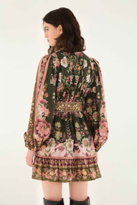 Farm Rio Green Flowering Garden Tree Mini Dress