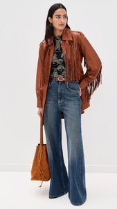 Farm Rio Striped Tiger Black Tulle Blouse