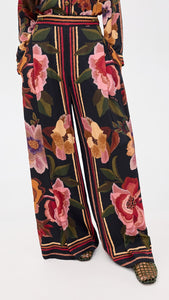 Farm Rio Black Chenille Flowers Pant
