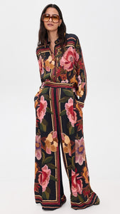 Farm Rio Black Chenille Flowers Pant