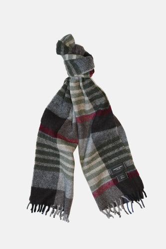 Curated Basics Grey, Brown, Green, Red Plaid Wool Scarf