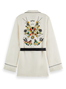 Scotch & Soda Embroidered Pyjama Blazer in Ecru - FINAL SALE