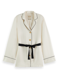 Scotch & Soda Embroidered Pyjama Blazer in Ecru