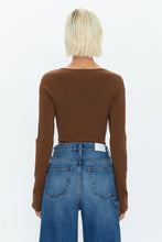 Load image into Gallery viewer, Pistola Jenny L/S Square Neck Thong Bodysuit in Saddle