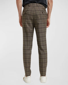 Scotch & Soda Mens Irving Tapered Plaid Chino Pants in Camel Night Check
