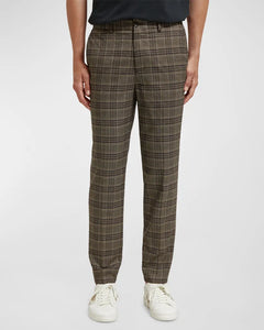 Scotch & Soda Mens Irving Tapered Plaid Chino Pants in Camel Night Check