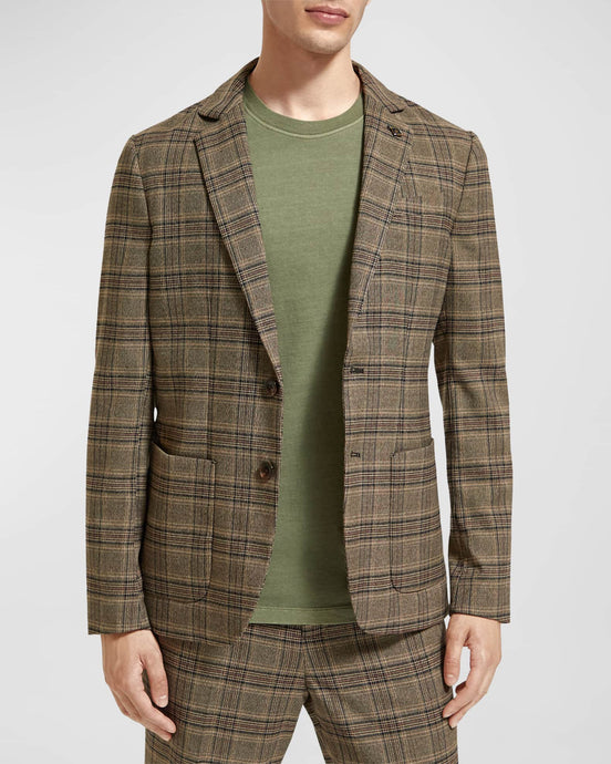 Scotch & Soda Classic Plaid Blazer in Camel Night Check