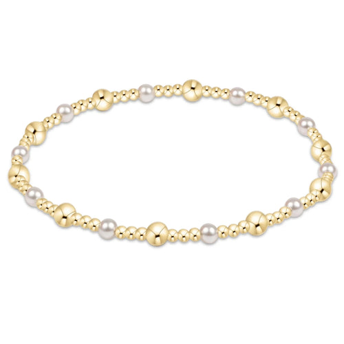 enewton - Classic Gold Sincerity Pattern 4mm Bead Bracelet - Pearl