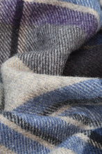 Load image into Gallery viewer, Curated Basics Grey, Purple, Blue, Beige Plaid Wool Scarf
