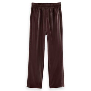 Scotch & Soda High Estelle Faux Leather Joggers in Bordeaux - FINAL SALE