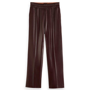 Scotch & Soda High Estelle Faux Leather Joggers in Bordeaux