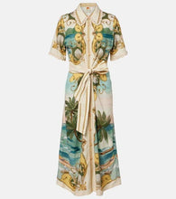 Load image into Gallery viewer, Farm Rio Off-White Royal Sea Collared Lenzing Ecovero Euroflax Midi Dress