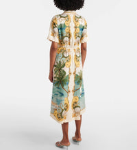 Load image into Gallery viewer, Farm Rio Off-White Royal Sea Collared Lenzing Ecovero Euroflax Midi Dress