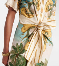 Load image into Gallery viewer, Farm Rio Off-White Royal Sea Collared Lenzing Ecovero Euroflax Midi Dress