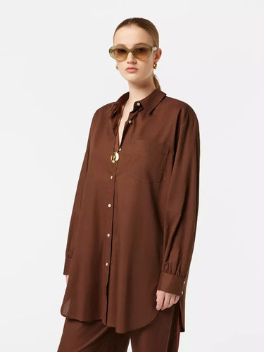Scotch and Soda Oversized Light Weight Cotton Shirt in Cold Brew
