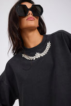 Load image into Gallery viewer, One Teaspoon Crystal Leaf Oversized Sweater in Washed Black